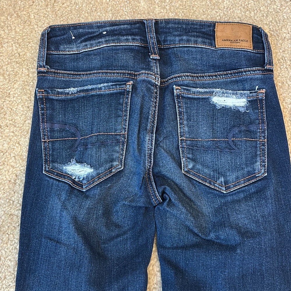 American Eagle Super Stretch Distressed Jeggings Jeans - Size 00 - Picture 7 of 9